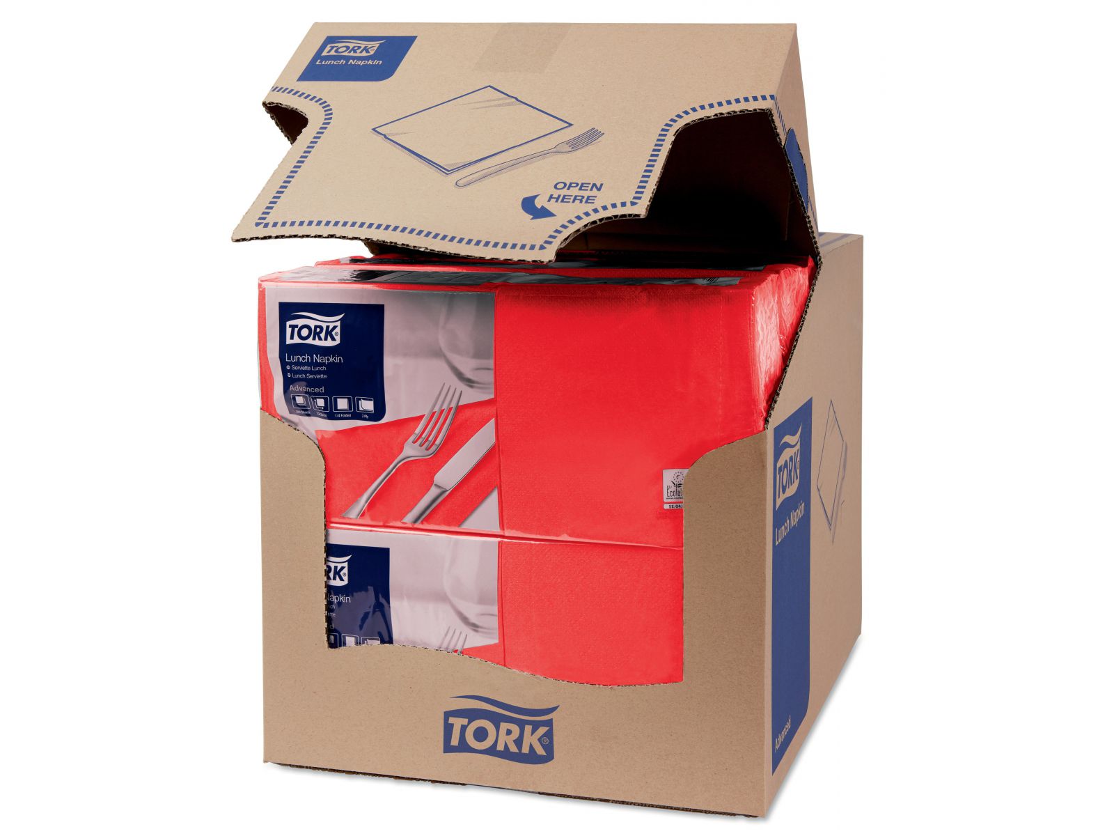 Serwetki Tork 33x33 477210 Czerwone Karton 2000 serwetek (10 x 200) Składana 1/4